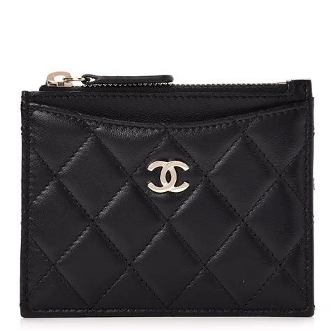 chanel zip card holder 18b|Chanel card holder zip wallet.